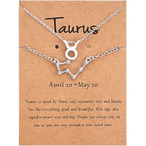 2Pcs 12 Constellation Zodiac Sign Layered Choker Necklaces Letter Astrology Horoscope with Message Card for Women Girls Jewelry