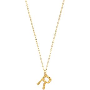 Bamboo Initial Necklace, 18K Gold Plated Stainless Steel Small Initial Necklace Personalized Letter Necklace Monogram Name Necklace for Women Girls