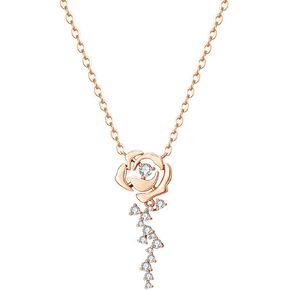 TACBSP Rose Flower Necklaces for Women Rhinestone Rose Flower Pendant Necklace Valentines Day Birthday Jewelry Gifts for Women Mom Girlfriend Wife