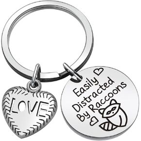 ZQEOU Raccoon Lover Keyring Raccoon Whisperer Jewelry Daughter Keychain Raccoon Owner Keychain