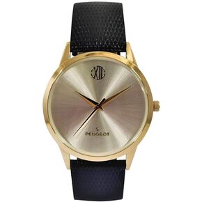Peugeot Men’s Nude Dial Watch with Black Leather Band
