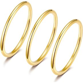 TIGRADE 3Pcs 1.5mm Stainless Steel Stacking Rings for Women Girls Stackable Thin Ring Statement Band Comfort Fit Size 3-12