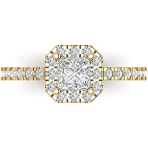 Clara Pucci 1.40 ct Princess Cut Solitaire Stunning Moissanite Engagement Promise Anniversary Bridal Ring 14k Yellow Gold