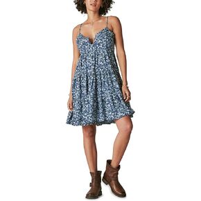 Lucky Brand Women's Printed Button Front Tiered Mini Dress