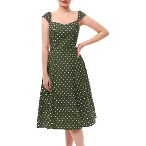 فستان نسائي صيفي من Wedtrend فستان كاجوال منقط 1950s فستان عتيق للحفلات ميدي بأكمام قصيرة فساتين حفلات الكوكتيل الرجعية in Kuwait
