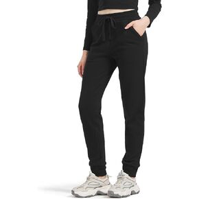 Zylioo بنطال رياضي طويل للنساء، 30 32 34 بنطال رياضي طويل بدرزة داخلية، بنطال رياضي قطن 100% مع جيوب، بنطال مريح للتمرين باللون الأسود in Kuwait