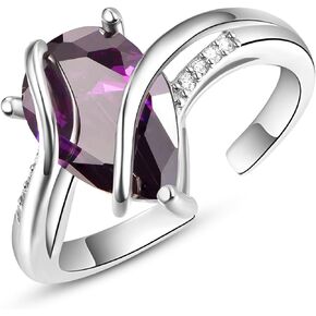 KINGWHYTE Teardrop Pear Ring 925 Sterling Silver 0.85ct Teardrop Cubic Zirconia Solitaire Open AdjustableThumb Ring for Women