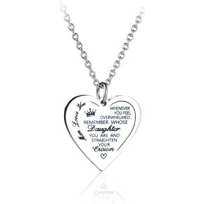 Fuqimanman2020 Heart Pendant Necklace To My Daughter from Mom Dad Inspirational Necklace Gift Never Forget That I Love You Forever Birthday Christmas Graduation Gifts