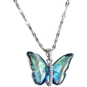 tenghong2021 Cubic Zirconia Butterfly Necklace for Women Girls iry Pendant Necklaces Titanium Steel Unique Gift