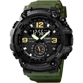 FANMIS Mens Analog Digital Dual Display Sports Watches Military Multifunctional 50M Waterproof LED Watch with Alarm Stopwatch Backlight 12H/24H Outdoor Running Swimming