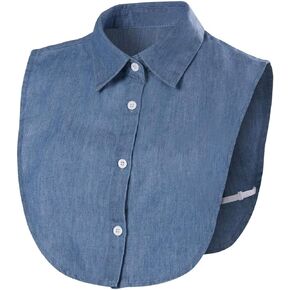 بلوزة ذات ياقة وهمية قابلة للفصل وياقة ديكي نصف قميص وياقة صناعية للفتيات والنساء (مدببة (أزرق)) in Kuwait