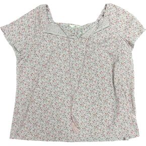 Agnes Orinda Plus Size Blouse for Women Short Sleeve Tie Neck Floral Print Casual Blouses Tops