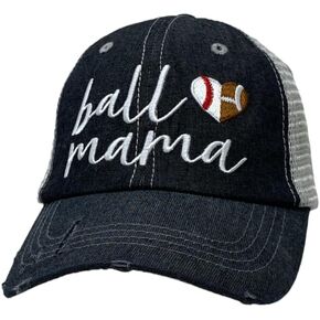 Cocomo Soul Womens Ball Mama Hat | Ball Mom Hat | Half Baseball Half Football Mom Hat | Baseball Mom Hat | Football Mom Hat 604 Dark Grey