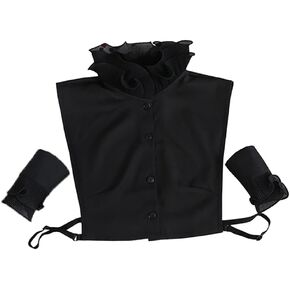 Women's Fake Collar Detachable Dickey Collar Half Shirt Blouse Pleated False Collar and Wrist Cuffs Detachable False Sleeves