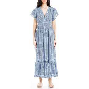 Max Studio Women's Flutter Sleeve Tiered Maxi Dress