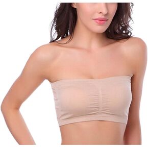 Hoerev Bra Tube Top Bandeau Style Removable Padding Bra Seamless Stretch