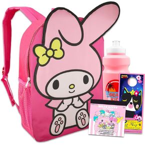 My Melody Backpack for School - Bundle with 16" My Melody School Backpack Plus Hello Kitty Stickers, Water Bottle, More | Hello Kitty and Friends Backpack for Girls