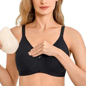 LAUDINE Women's Post Surgery Bra Full Coverage Wireless Pocketed Mastectomy Bras
