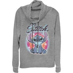 Disney Lilo Stitch Airbrush Women's Long Sleeve Cowl Neck Pullover