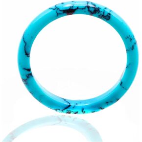 Genuine Red-Agate (Carnelian)/ Green Onyx/Turquoise-colored Howlite Gemstone Skinny Thin-band Ring (Ring Sizes: 5.5, 6, 7, 8, 8.5)