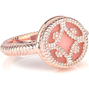Conscious Items - Rose Gold Pink Opal Ring - Silver S925 - Mayan Lamat Silver Ring of Miracles - Rose Gold Rings for Women - Opal Rings for Women Sterling Silver - Jewelry Rings Opal