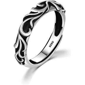 خواتم فضة استرليني 925 للرجال مع نمط أوروبي للجنسين، خواتم بانك مفتوحة قابلة للتعديل للرجال والنساء، طراز ريترو مناسبة للاستخدام اليومي in Kuwait