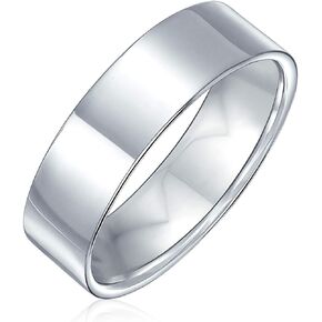 Bling Jewelry Minimalist Plain Simple .925 Sterling Silver Flat Couples Wedding Band Ring For Women For Men 6MM