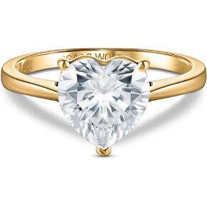 ISAAC WOLF 10k Solid Gold 1 Carat Heart Cut Genuine Flawless Moissanite Diamond Solitaire Engagement Wedding Ring 10k Solid White, Yellow OR Rose GOLD