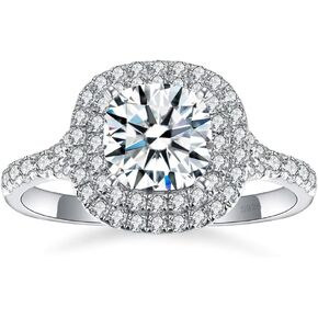 AVECON 3 Carat Cushion Cut Engagement Rings Cubic Zirconia Wedding Rings 925 Sterling Silver Solitaire Wedding Ring for Women Size 5-9