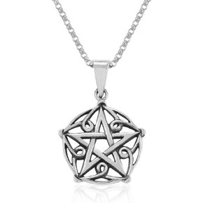 MIMI Sterling Silver Celtic Pentacle Pentagram Wiccan Pagan Pendant Necklace, 18 inches
