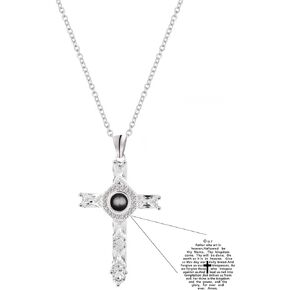 Cross Pendant Necklace with Engraved Prayer Bead