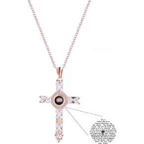 Cross Pendant Necklace with Engraved Prayer Bead