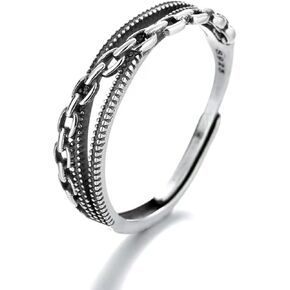 s925 Sterling Silver Chain adjustable ring, Delicate Looking, Minimalist Promise Ring for Best Friends in Kuwait