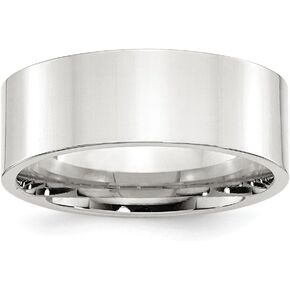Solid 925 Sterling Silver 8mm Comfort Fit Flat Wedding Band