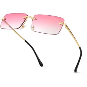 FEISEDY Vintage Rimless Sunglasses Rectangle Frameless Candy Color Glasses Women Men Spring Hinge B4063
