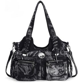 Women Denim Bag Hobo Bag Jean Bag Large Capacity Casual Multiple Pockets Shoulder Tote Bag