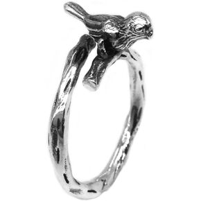Helen de Lete Women's Vintage Bird on The Tree 925 Sterling Silver Open Ring