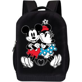 Disney Minnie Mouse Black Backpack for Women and Kids - 17 Inch Air Mesh Padded Womens Knapsack for School and Travel (Black-Yellow)