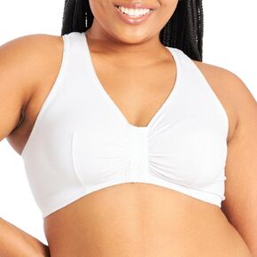 LEADING LADY The Indy Cotton Front-Closure Lace Racerback Bra - Full Coverage Wirefree Bra for Women