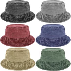 6 Pieces Washed Cotton Bucket Hats Lightweight Summer Outdoor Cap Unisex Travel Fisherman Hat for Fishing Hiking Beach Sports, 6 Colors
