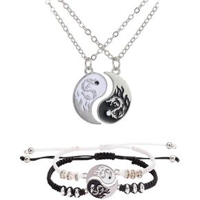JczR.Y Yin Yang Bracelet Necklace Attraction Couple Matching Necklace Yin Yang Tai Chi Gossip Friends Bracelet