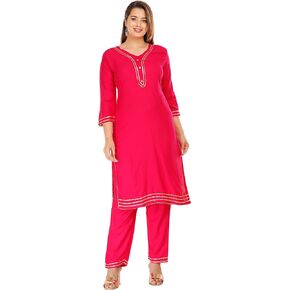 Women's Solid Viscose Rayon Straight Kurta and Pant Set