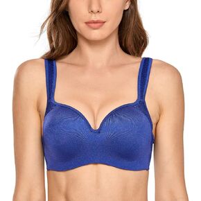 DELIMIRA Women's Seamless Smooth Underwire Full Coverage Support Balconette Bra