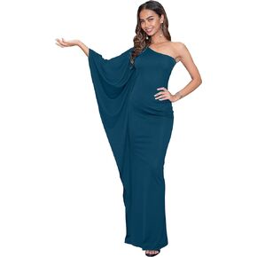 KOH KOH Womens Long Sexy One Shoulder Evening Cocktail Semi Formal Maxi Dress
