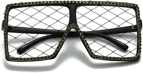 mincl Oversized Rhinestone bling Sunglasses for Women Fashion Lace lens Square Diamond Sunglasses Sexy Lady Party Eyewear in Saudi Arabia