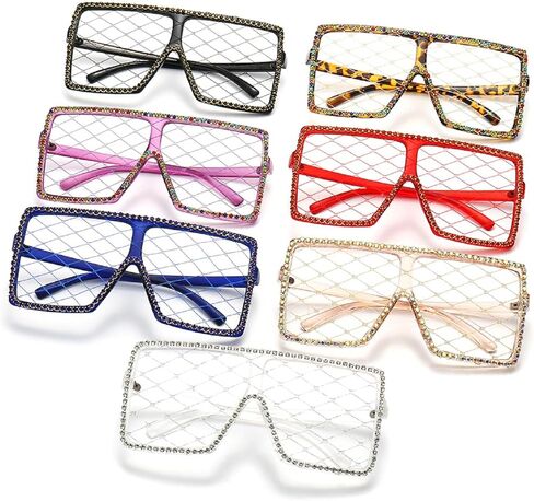 mincl Oversized Rhinestone bling Sunglasses for Women Fashion Lace lens Square Diamond Sunglasses Sexy Lady Party Eyewear in Saudi Arabia