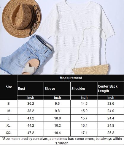 Zeagoo Women Crewneck Short Sleeve Knit Openwork Pullover Sweater Top in Saudi Arabia