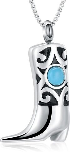 Inlay Turquoise Cowboy Boots memorial Ash Jewelry Keepsake Cremation Urn Necklace For Men&Women in Saudi Arabia