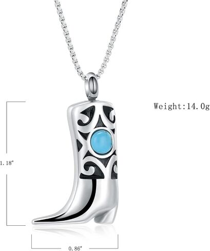 Inlay Turquoise Cowboy Boots memorial Ash Jewelry Keepsake Cremation Urn Necklace For Men&Women in Saudi Arabia