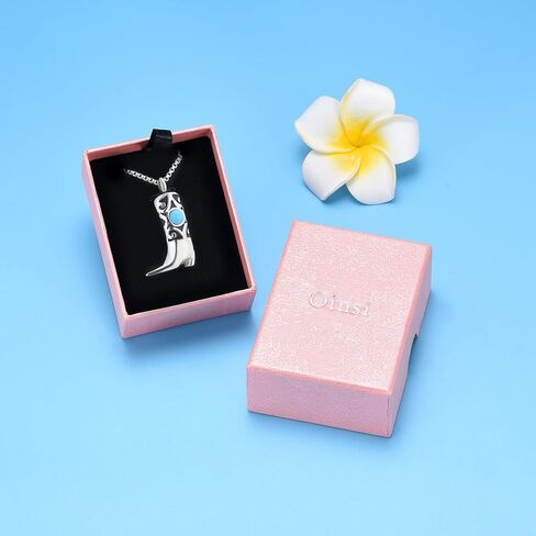 Inlay Turquoise Cowboy Boots memorial Ash Jewelry Keepsake Cremation Urn Necklace For Men&Women in Saudi Arabia